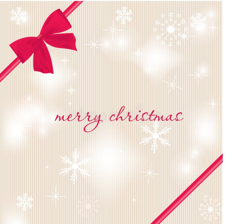 Christmas card with beautiful red satin bow