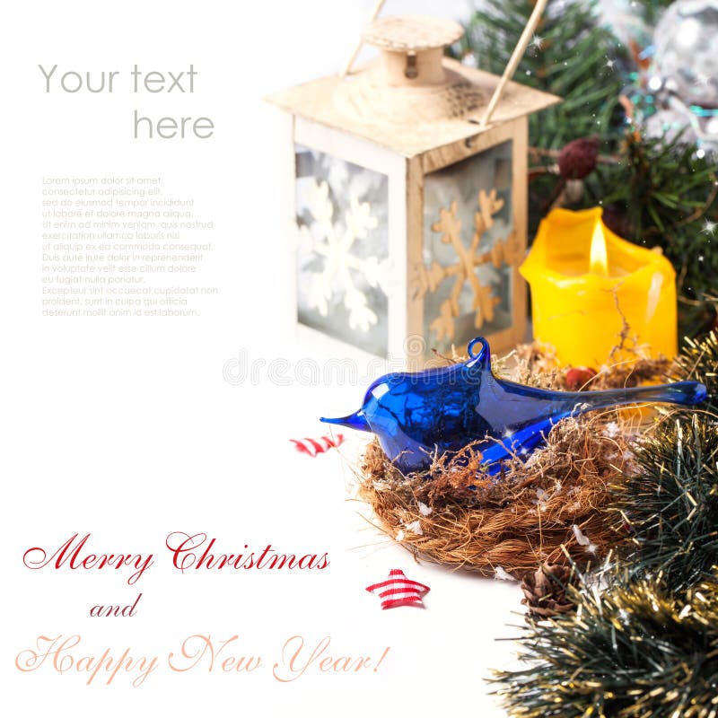 Christmas card with blue bird