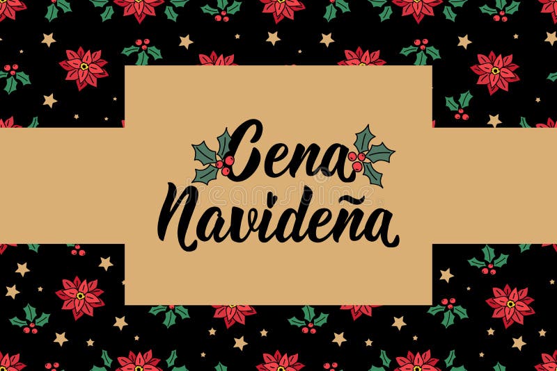 Christmas Card. Christmas Dinner - in Spanish Stock Vector