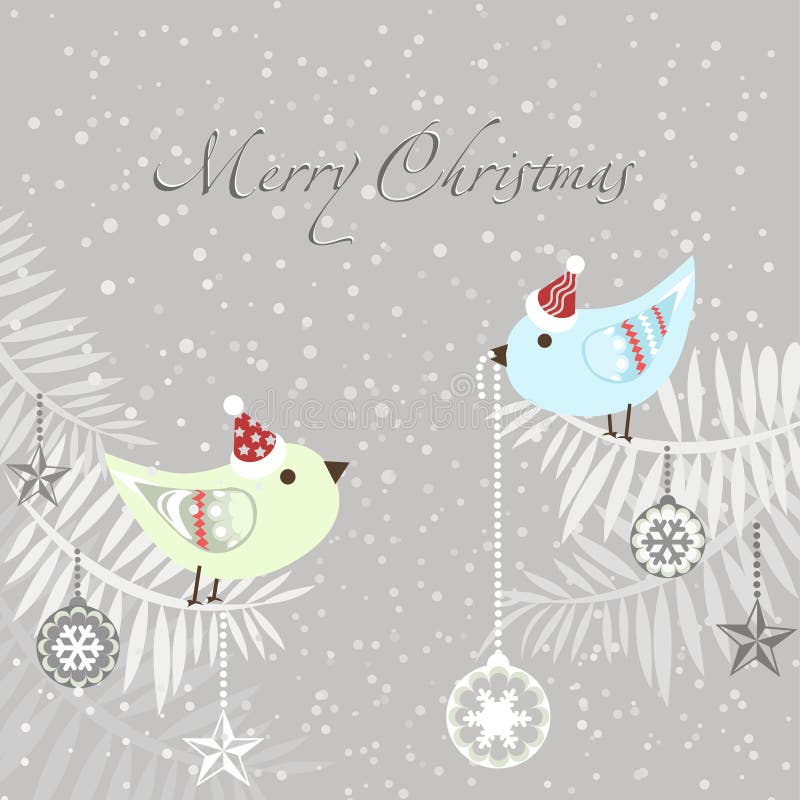 Christmas card with Cute Christmas Birds. stock illustration Christmas card with Cute Christmas Birds. stock illustration