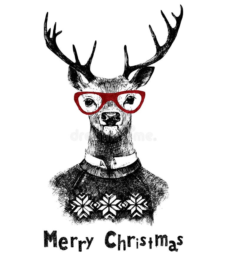 Christmas card with deer