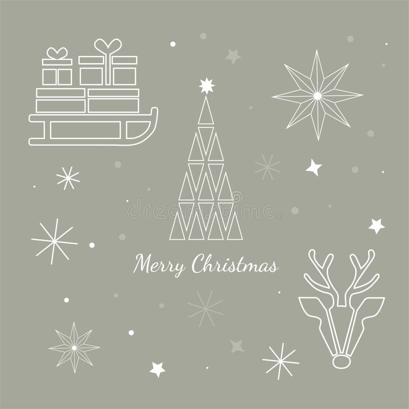 Christmas card dream with gifts, Christmas tree and deer stock illustration