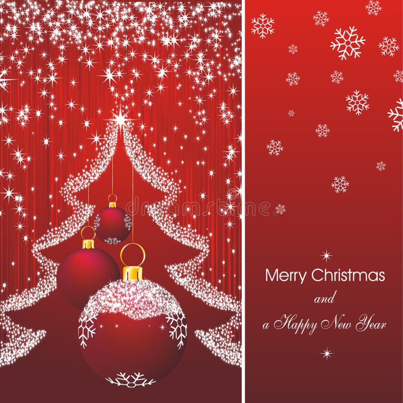 Christmas card with fir in red