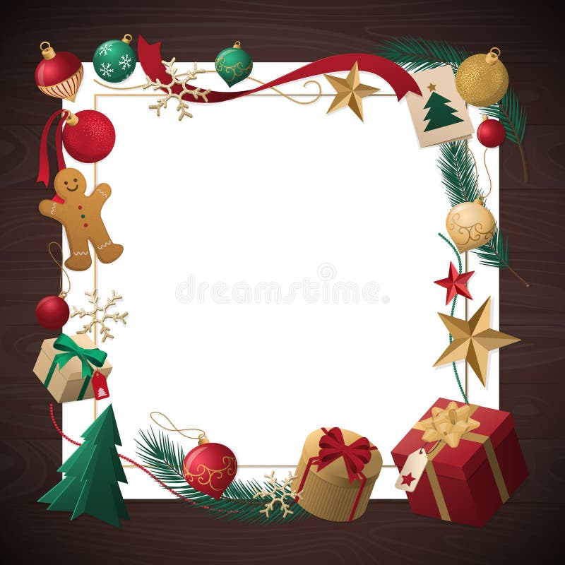 Christmas Frame with Holiday Icons Stock Vector Christmas Frame with Holiday Icons Stock Vector