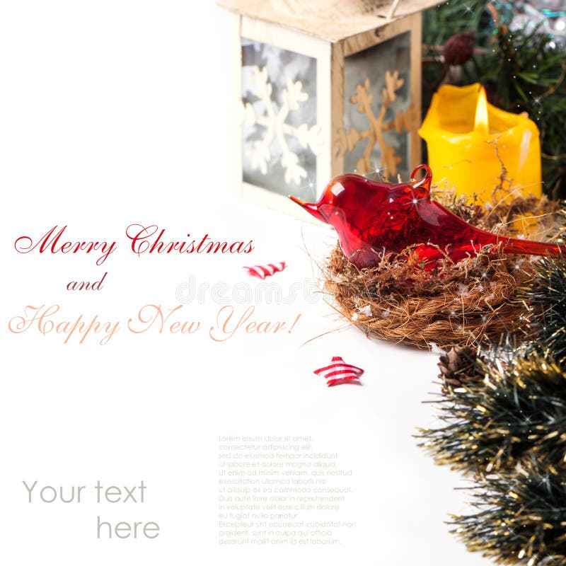 Christmas card with red bird