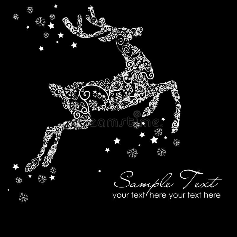 Christmas card reindeer on black