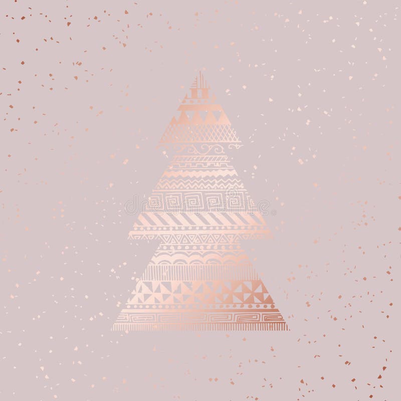 Christmas card. Rose gold. Vector illustration stock illustration