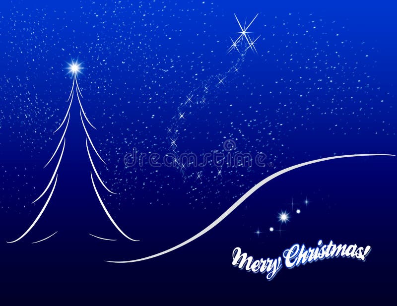 Christmas card sketch on blue background