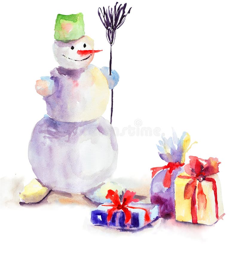 Christmas card with snowman