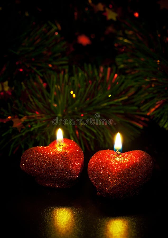 Christmas card with two candles