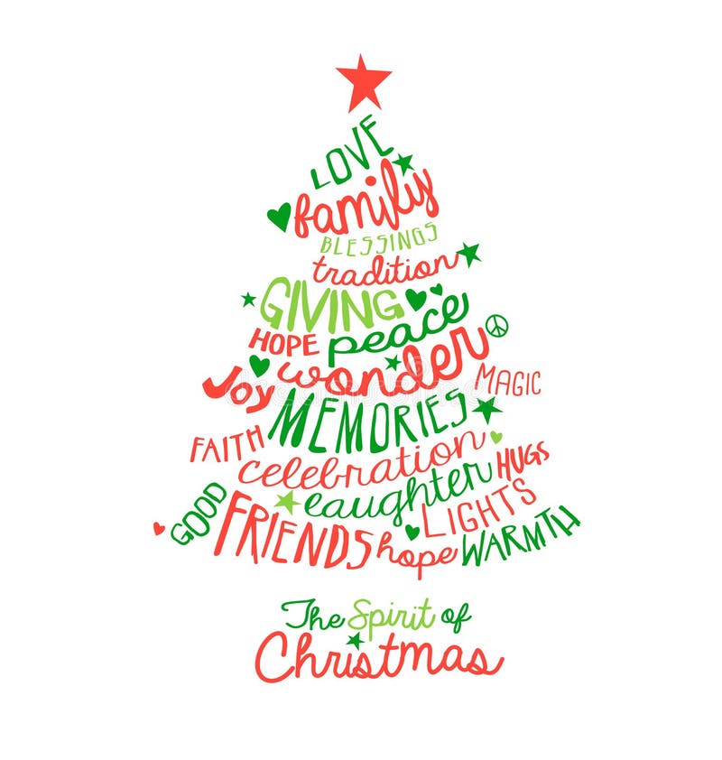 Natale fatto a mano con Carta di Word Cloud albero di progettazione.