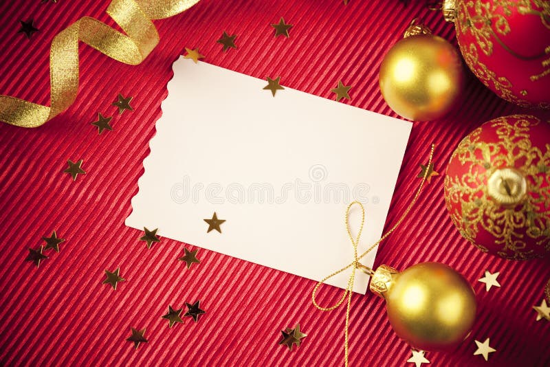 Christmas cards / with copy space / red and gold