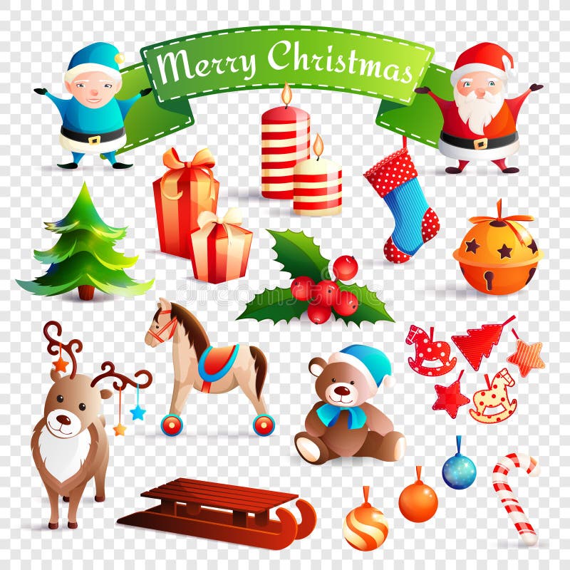 Christmas Cartoon Set stock vector. Illustration of ball - 102787656
