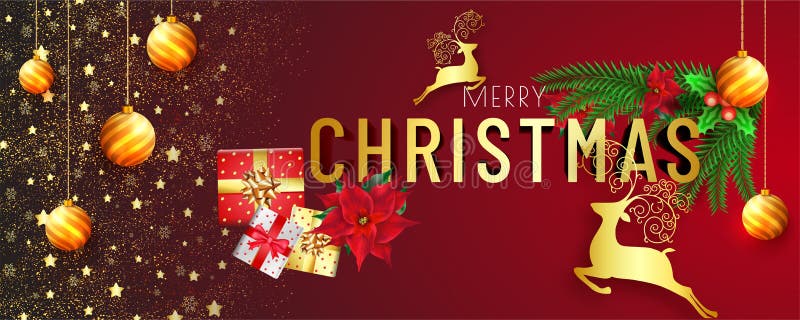 Christmas Celebration Website Header Or Banner Design, Festival Stock Illustration 