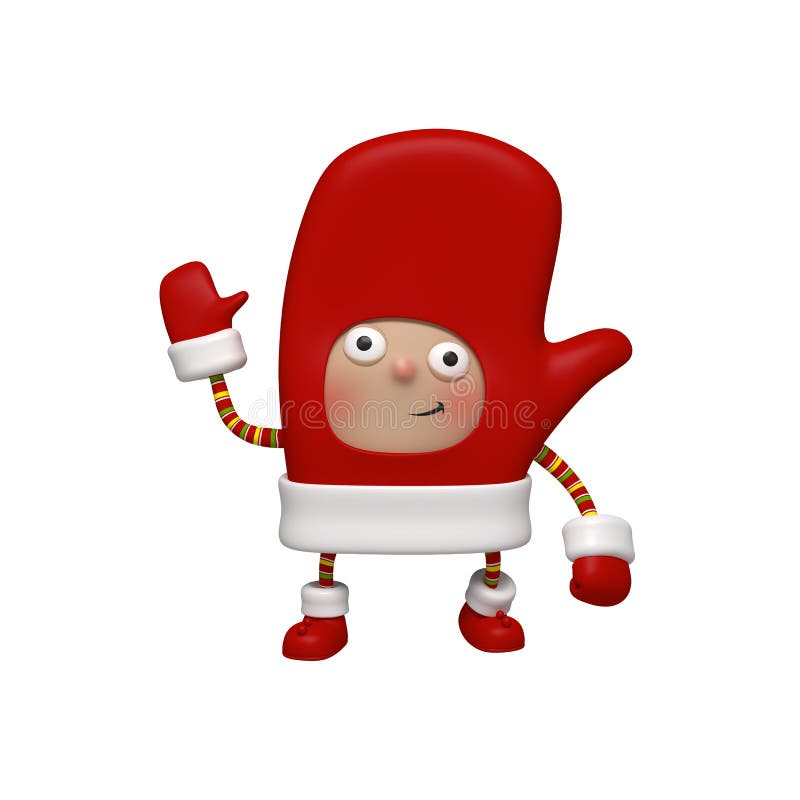 Christmas character mitten vector illustration