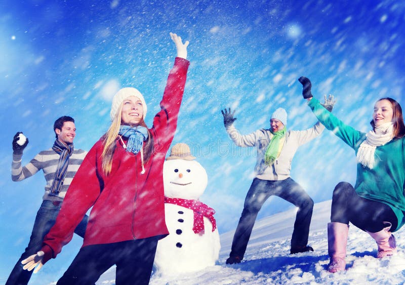 Christmas Cheerful People Holiday Winter Friendship Concept Stock Image ...