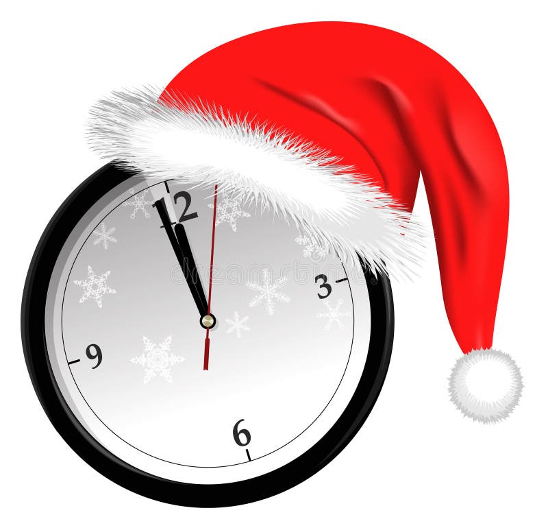 Christmas clock icon stock vector. Illustration of midnight 65087625