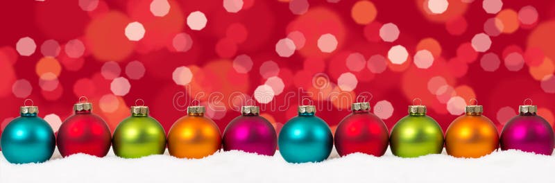 Christmas colorful balls banner decoration lights background cop