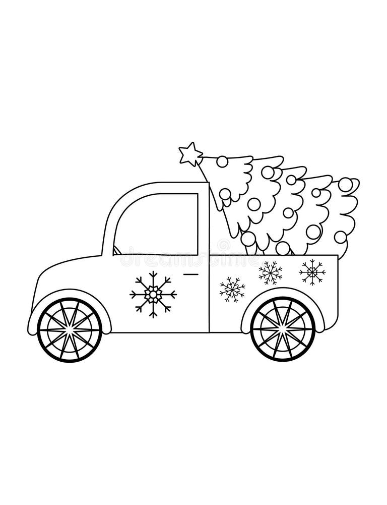 Coloring Page Christmas Truck Stock Illustrations 17 Coloring Page