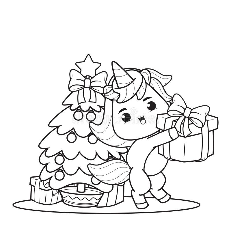 Unicorn Christmas Coloring Page Stock Illustrations – 370 Unicorn ...