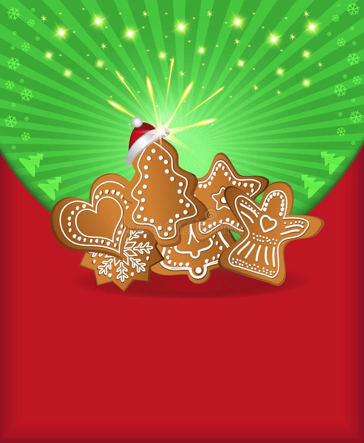 Christmas congratulations red green gingerbread