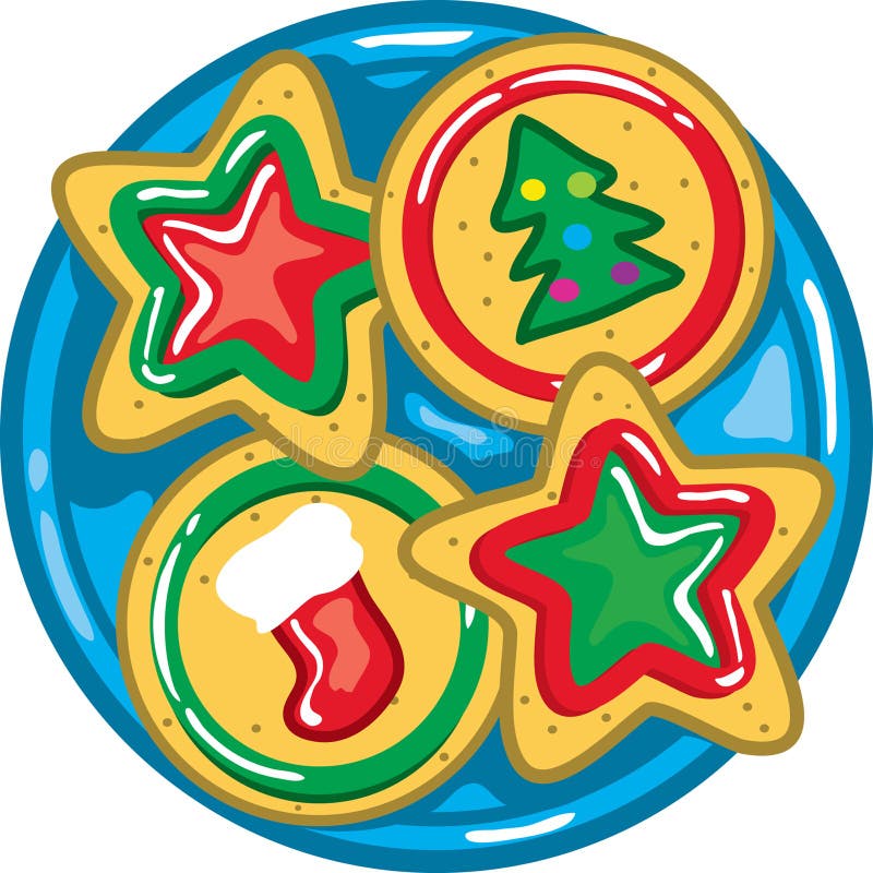 plate of christmas cookies clipart black and white