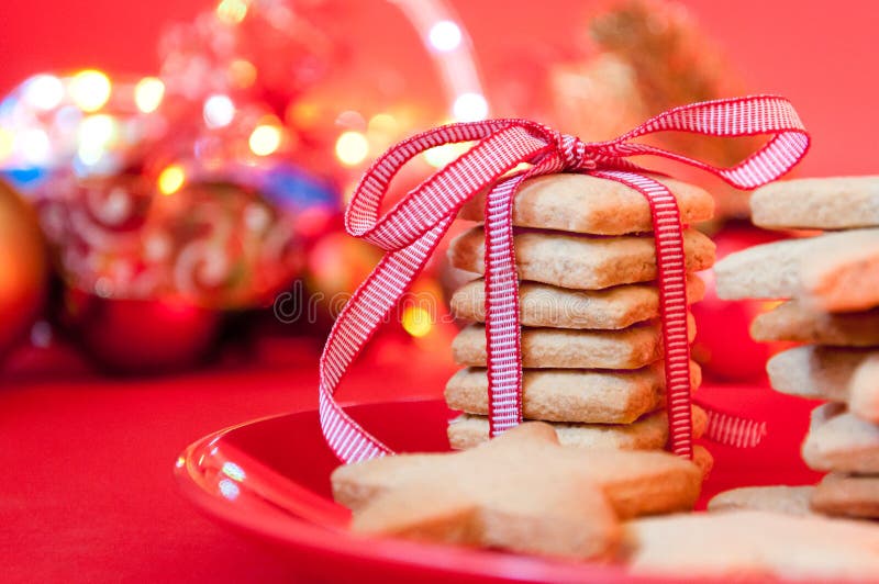 Christmas cookies with a ribbon