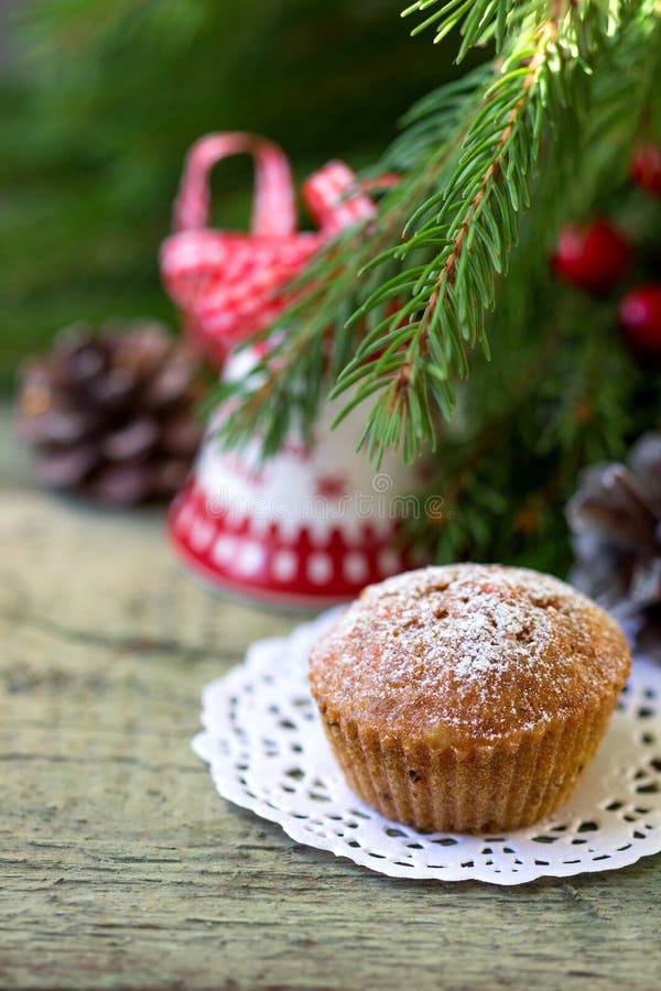 Christmas cupcake on the Christmas table stock photos Christmas cupcake on the Christmas table stock photos