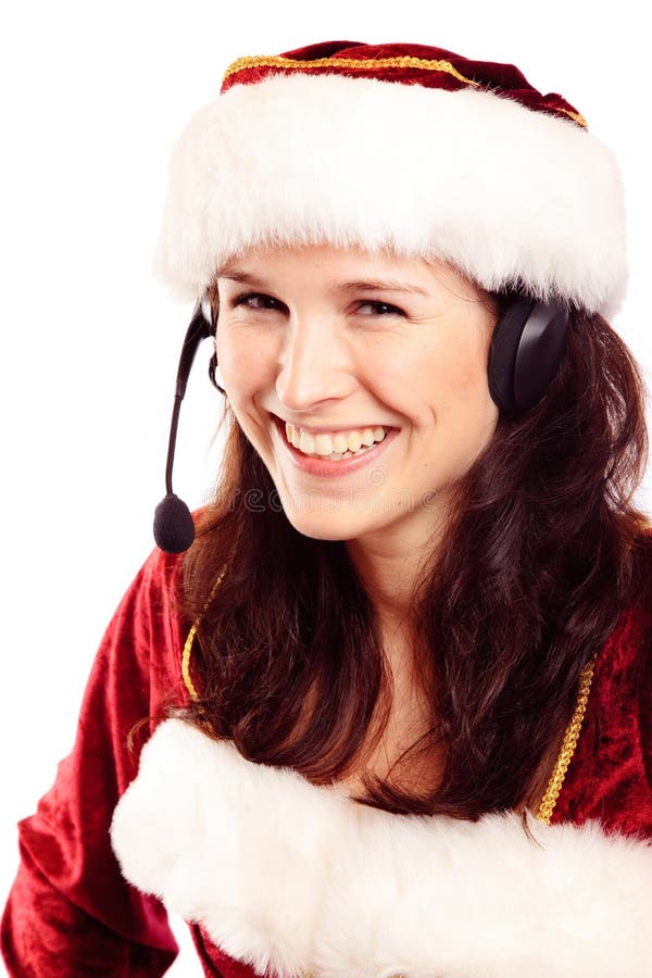Christmas Customer Service Worker Stock Photo Image of call
