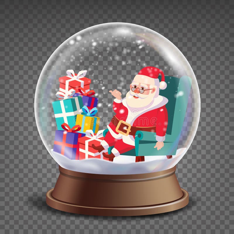 Download Christmas 3d Classic Xmas Snow Globe Vector. Cartoon Santa ...