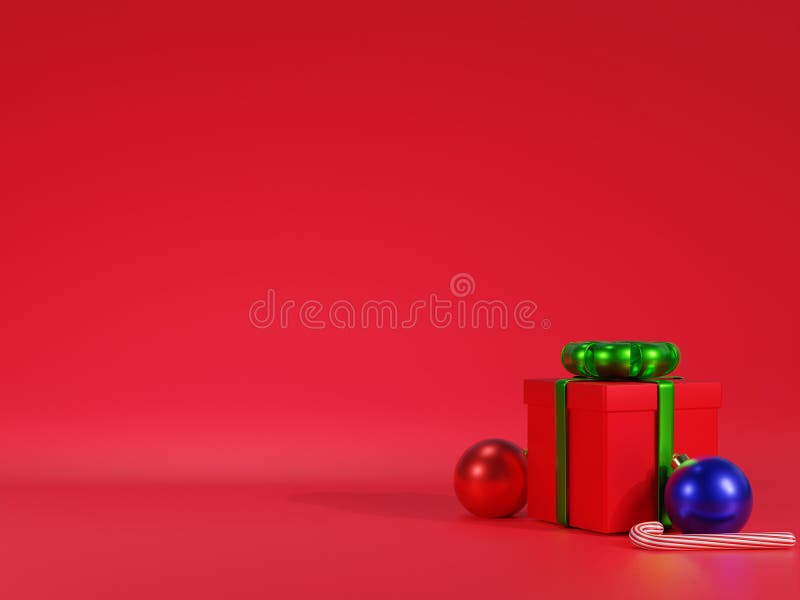 Christmas 3D Stage Studio Background Premium Design. Gift, Bell, Ball