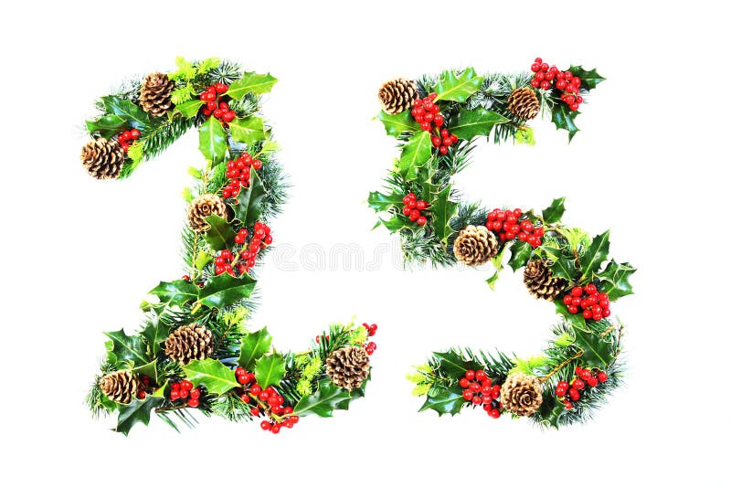 Christmas Day 25 in Holly royalty free stock images