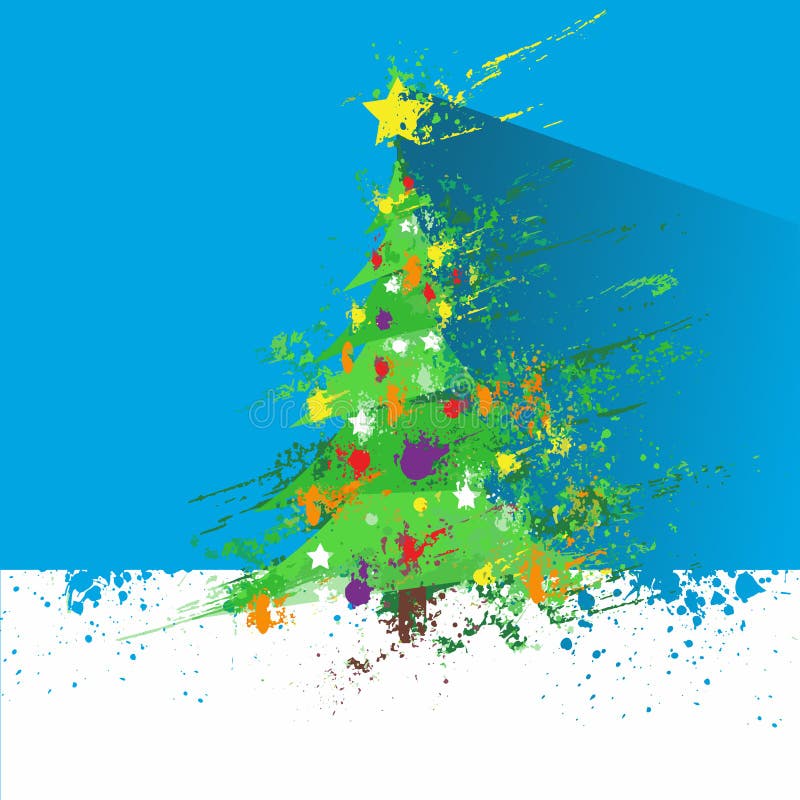 Christmas decorated tree abstract ink splash paint royalty free illustration Christmas decorated tree abstract ink splash paint royalty free illustration