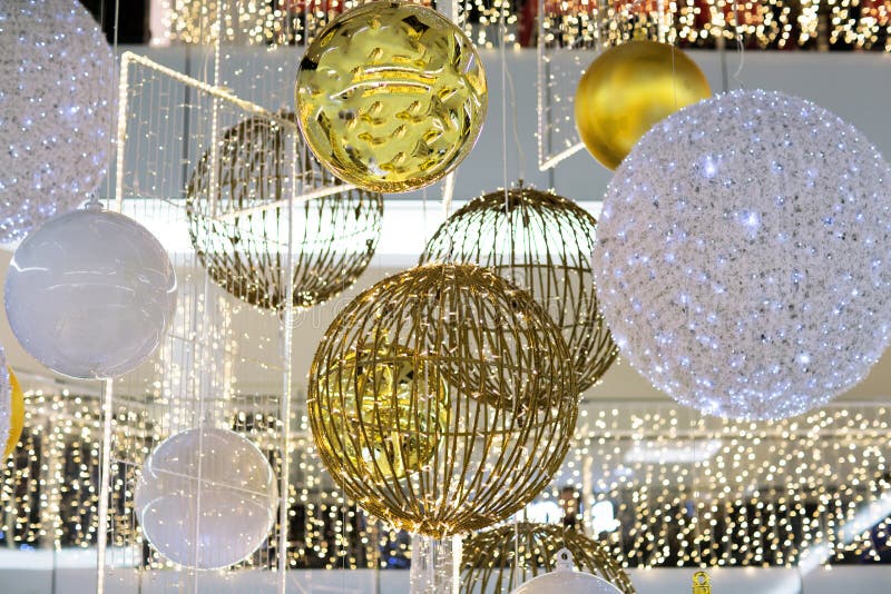 Christmas Decoration, Ball and Garland. Stock Image Image of light
