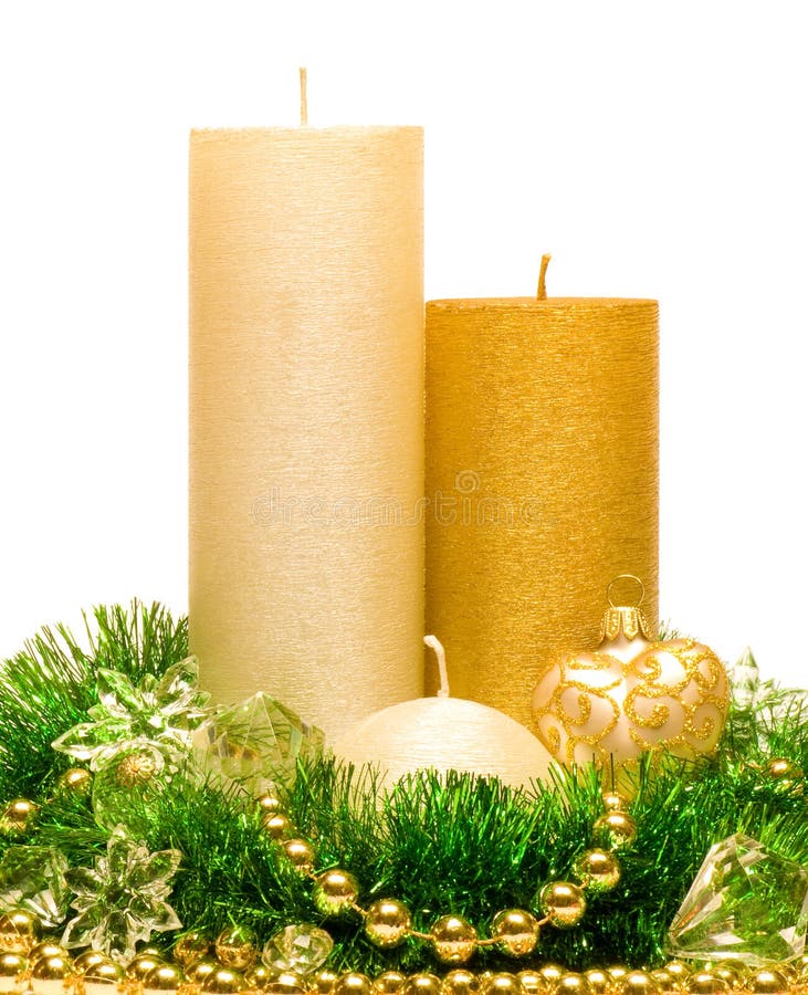 Christmas Gold Candles Xmas Stock Image Image of copy, tree 11795677