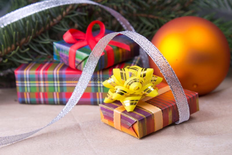 Christmas Decoration with Gifts Stock Image Image of handmade, ball