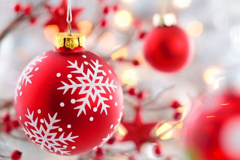 Christmas Decoration with Red Ball. Stock Photo Image of design, ball