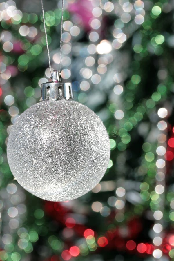 Christmas decoration - silver ball and calor tinse