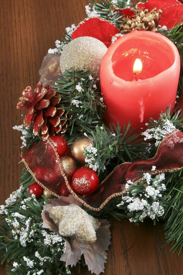 Christmas Decoration sitting on a Brown Table