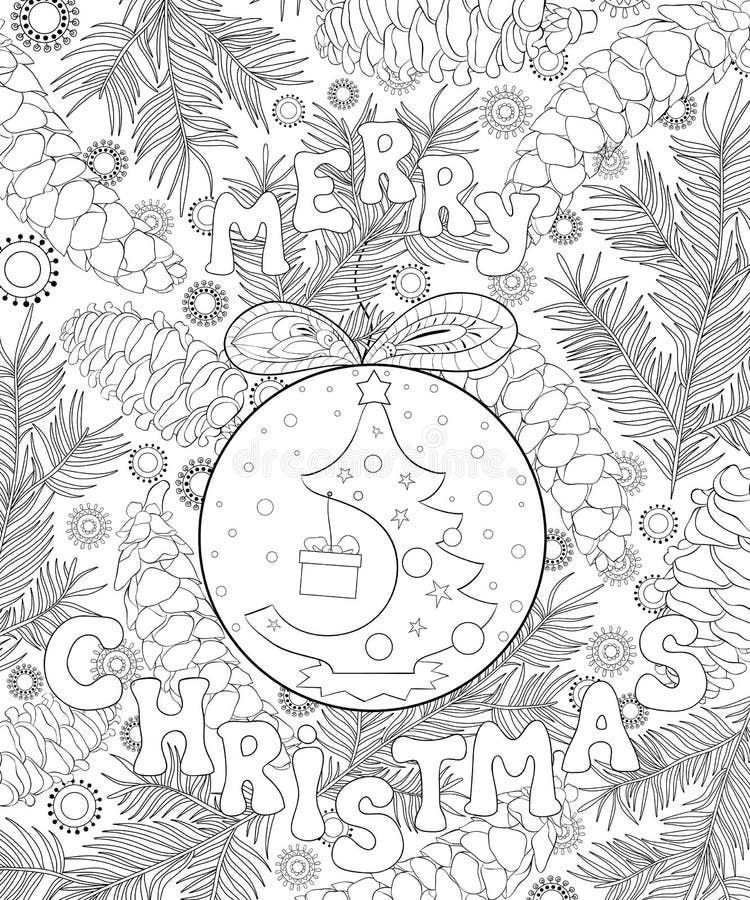 Adult Coloring Book,page a Christmas Theme Image with Decoration Toys for  Relaxing. Stock Vector - Illustration of floral, activityzen: 126506476