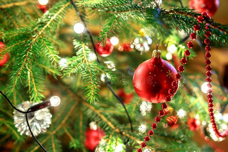 Christmas decoration on tree with light