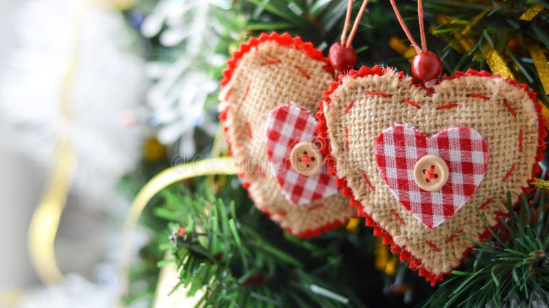 Christmas Decoration of Two Hearts Against the Background of a ...