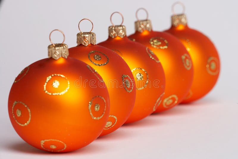 Orange Christmas Tree Balls Orange Weihnachtskugeln Stock Photo