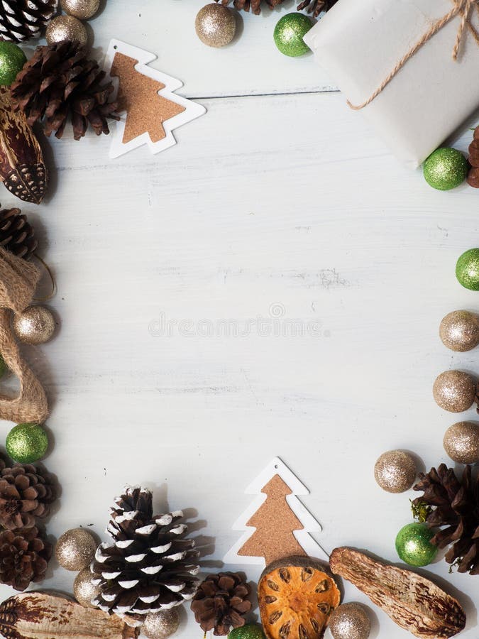 Christmas decoration on a white wooden background