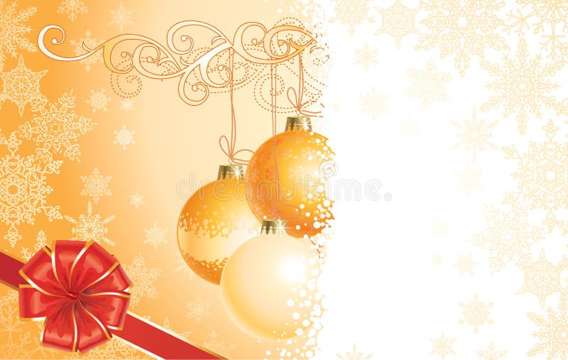 Christmas with decorations and bow / vector royalty free illustration Christmas with decorations and bow / vector royalty free illustration