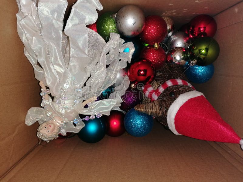 Christmas Decorations Boxed To Put Away Stock Photo Image of