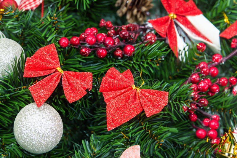 Christmas Decorations. Christmas 2023. Big Set of Christmas Fir Garlands with Berries and Red