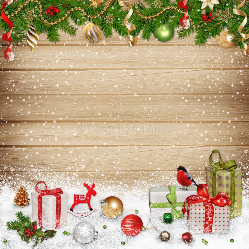 Christmas Border Wooden Background Snowflakes Stock Illustrations – 747 ...