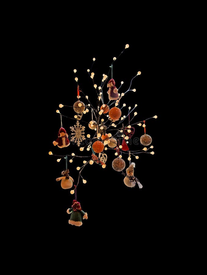 Christmas Decorations Light Strings and Baubles Stock Image Image of