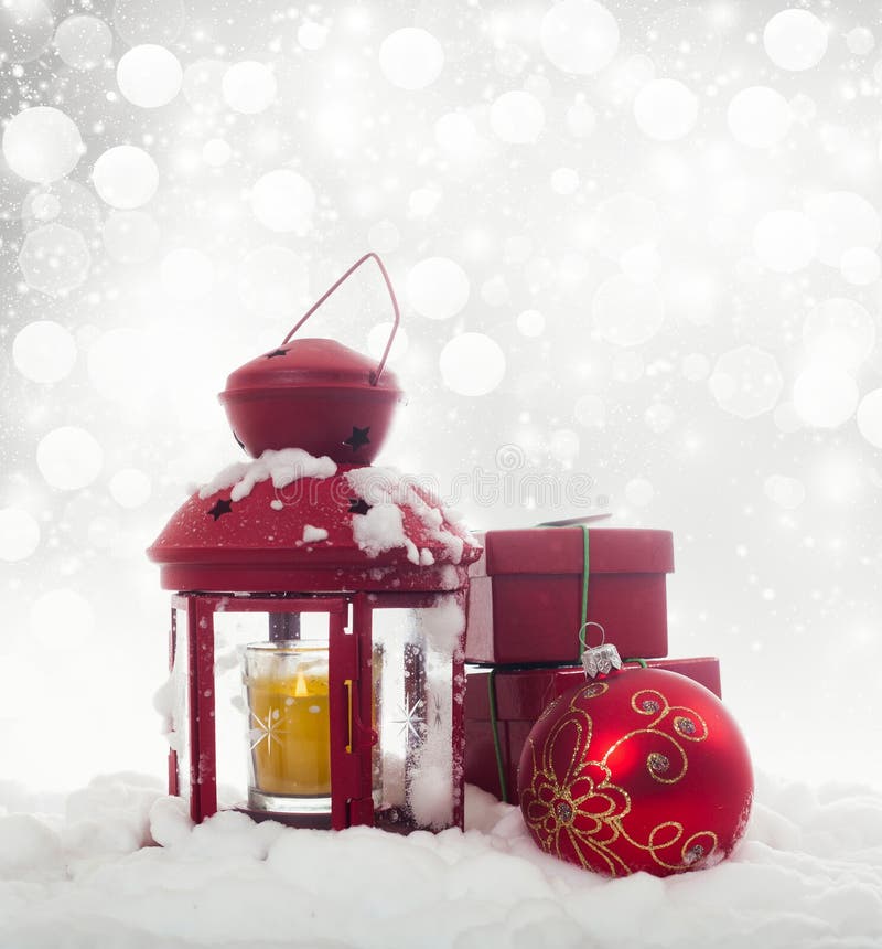 Christmas decorations and red lantern royalty free stock images Christmas decorations and red lantern royalty free stock images